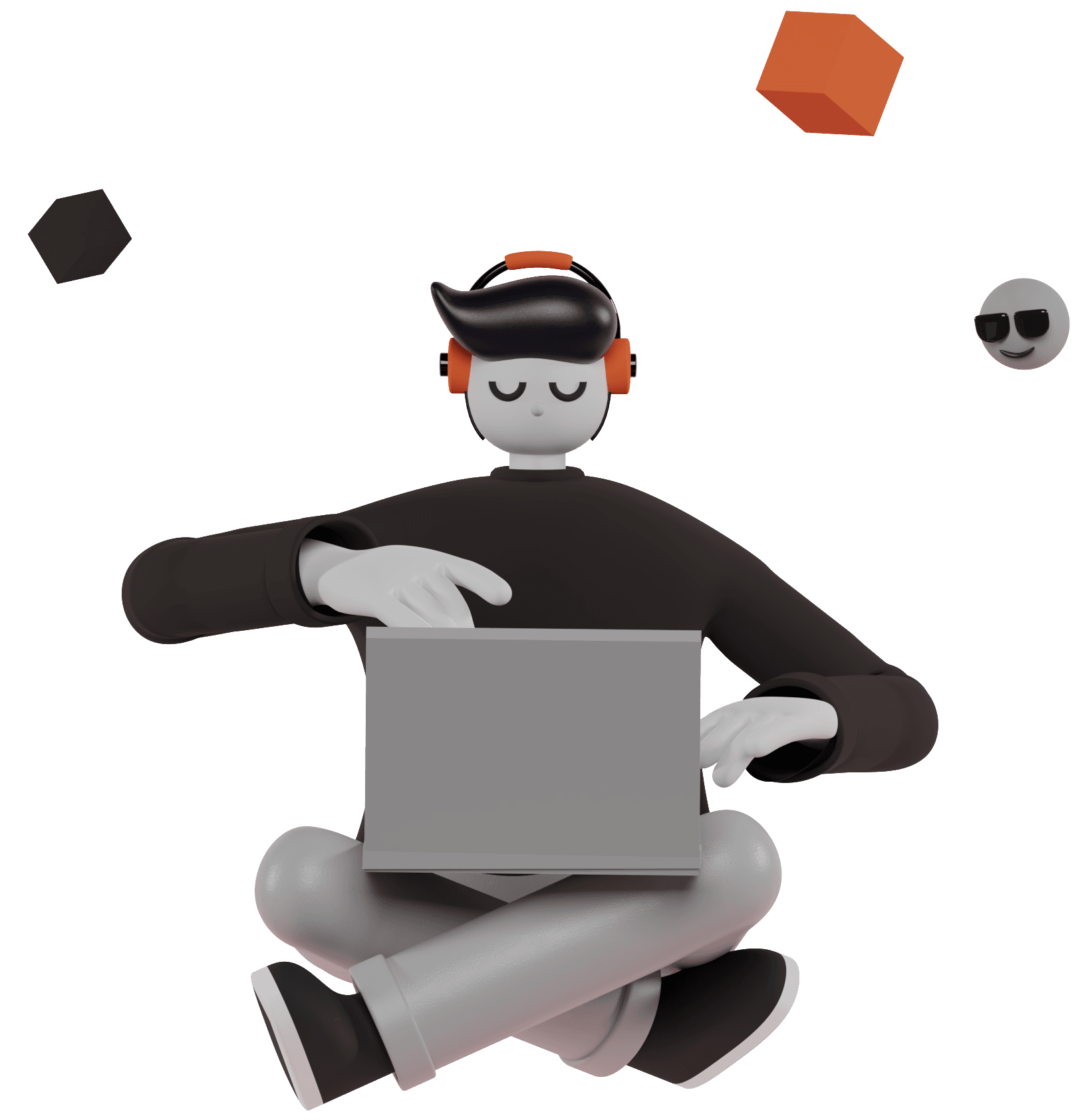 3d Illustration of a guy holding a laptop.